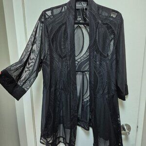 FRANK LYMAN Design Mesh Lace Jacket L Black Stretch